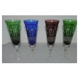Bohemian cut to clear set of 4 - 7 1/2' wine