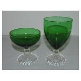 Anchor Hocking forest green set, 12 champagne/