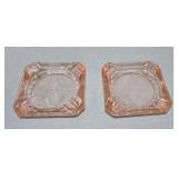 Pink depression glass Adam pair of ashtrays