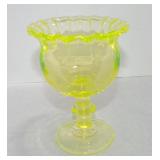 Vaseline Uranium glass 6' pedestal rose bowl