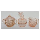 Pink depression glass Windsor cream &