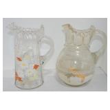 Lot of 2 enameled pitchers
