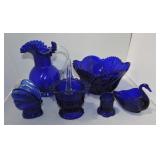 Cobalt glass lot of 6 pcs