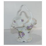 Austrian porcelain basket with violets