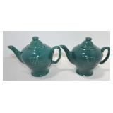 Hall China lot of 2 Mc Cormick green 2 cup teapots