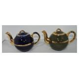 Hall China lot of 2 French teapots, stock green