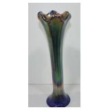 Cobalt carnival glass11 1/2' vase