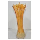 Marigold carnival glass 11' vase