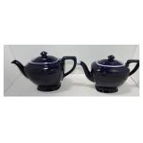 Hall China lot of 2 Hollywood cobalt teapots,