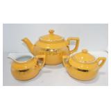 Hall China Boston 3 pc tea set, warm yellow