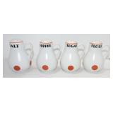 Hall China Red Dot shaker set - salt, pepper,