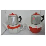 Hall China lot of 2 coffee pots with metal drip