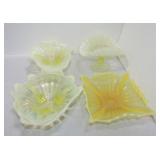 Vaseline Uranium glass opalescent lot of 4 bowls/
