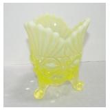 Vaseline Uranium glass opalescent eye winker vase,