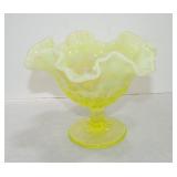 Vaseline Uranium glass opalescent 5 1/2' comport