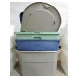 Lot of 4 plastic totes with lids