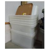 Lot of 8 plastic totes with lids