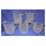 American Fostoria lot of 5 pitchers