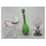 Wine decanter and 2 jack in the pulpit vases,
