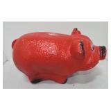 Large red pig bank, 13'l