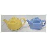 Hall China lot of 2 teapots, round teaball canary,