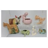 Lot of 7 figural pottery vases and planters