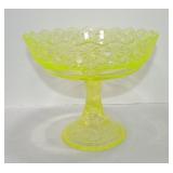 Vaseline Uranium glass Daisy & Button 8' comport