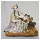 Fine porcelain figure of a lady with goat,