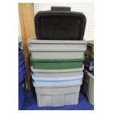 Lot of 6 plastic totes with lids