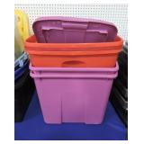 Lot of 4 plastic totes with 2 lids