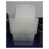 Lot of 8 plastic totes with lids