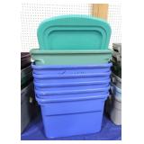 Lot of 6 plastic totes with lids