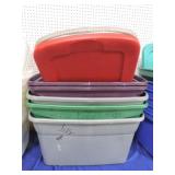 Lot of 5 plastic totes with lids