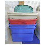Lot of 5 plastic totes with lids