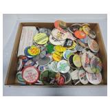 Box of pinback buttons
