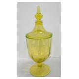 Vaseline Uranium glass candy jar, 12'