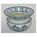 Blue & white stoneware spittoon