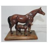 Cast iron horse and colt figure, 6'