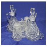 American Fostoria  condiment set with clover tray