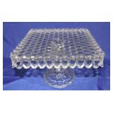 American Fostoria square cake stand