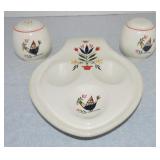 Provential spoon rest and pair of shakers