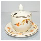 Hall China Autumn Leaf mustard pot and stand