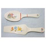 Harker Pottery cake server and spoon