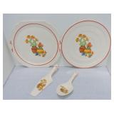 Harker Pottery lot of 2 cake plates, cake server,