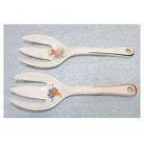 Harker Pottery lot of 2 forks with fruit motif