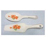 Harker Pottery Orange Poppy cake server & spoon