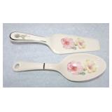 Harker Pottery floral cake server and spoon