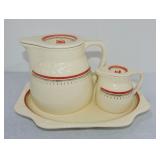 Crooksville batter set with batter jug, syrup,