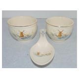 Harker Pottery Windmill spoon and 2 custard cups