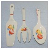Harker Pottery 3 pc utensil set with fruit